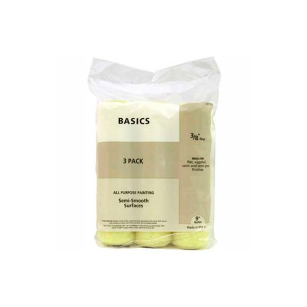 General Paint Master Painter 9" Basics Roller Cover, 3/8" Nap, Knit, Semi Smooth, 3 Pack - 697773 - main